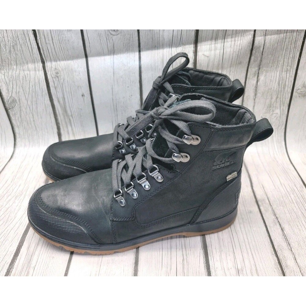 SOREL Ankeny II Mid Insulated Waterproof Boots Men's 9.5 US Black Leather OutDry